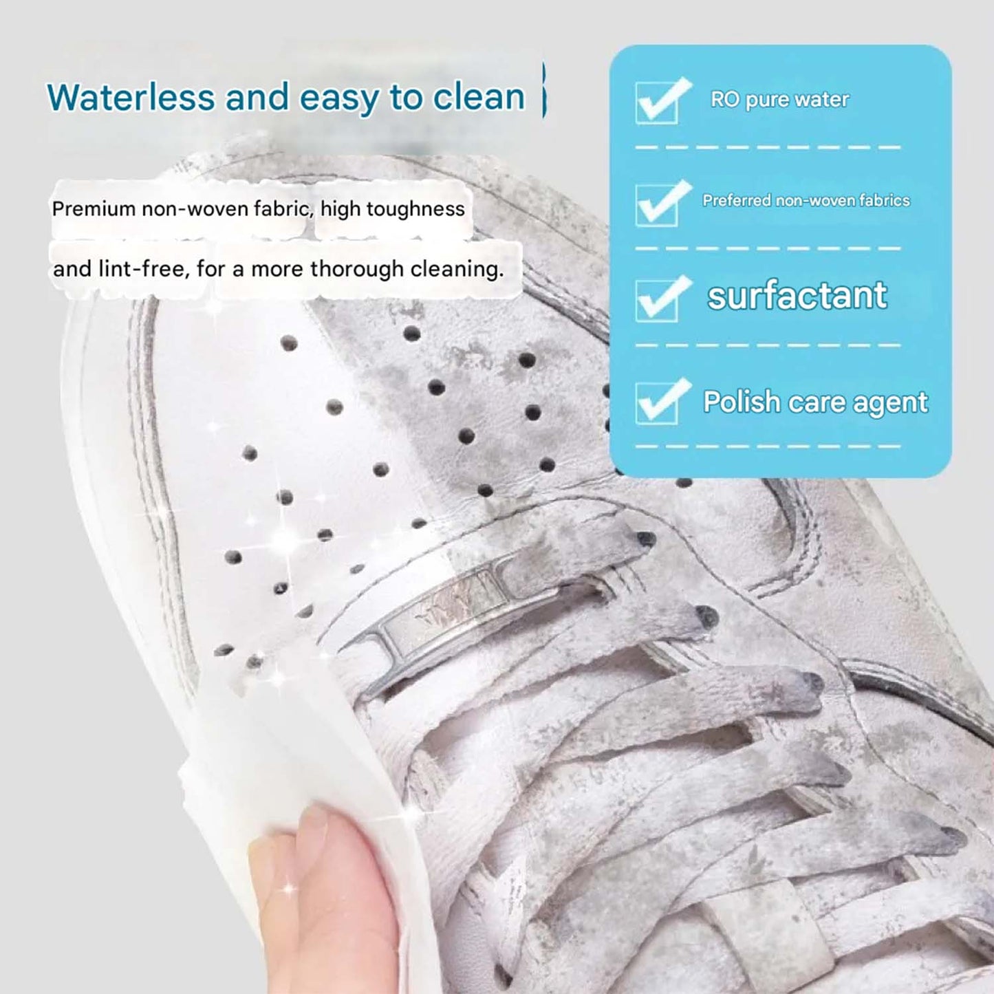 Wukusy premium shoe cleaning wipes pack with 30 biodegradable wipes for easy shoe maintenance and cleaning.