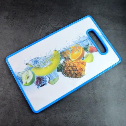 Large rectangular Wukusy fruit print cutting board, 36x22cm, ideal for kitchen prep with vibrant fruit design.
