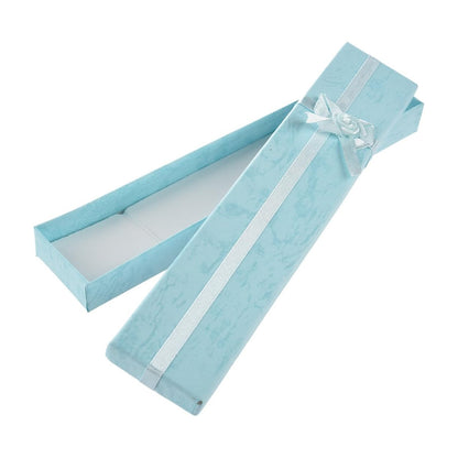 Elegant Wukusy premium long rectangular jewelry gift box with a decorative ribbon, perfect for jewelry presentation.