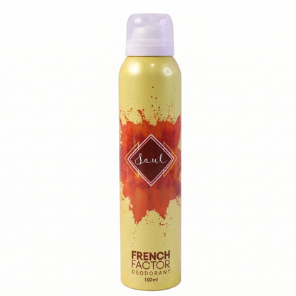 Wukusy French Factor Soul deodorant body spray bottle, 150ml, with sleek packaging and spray nozzle.