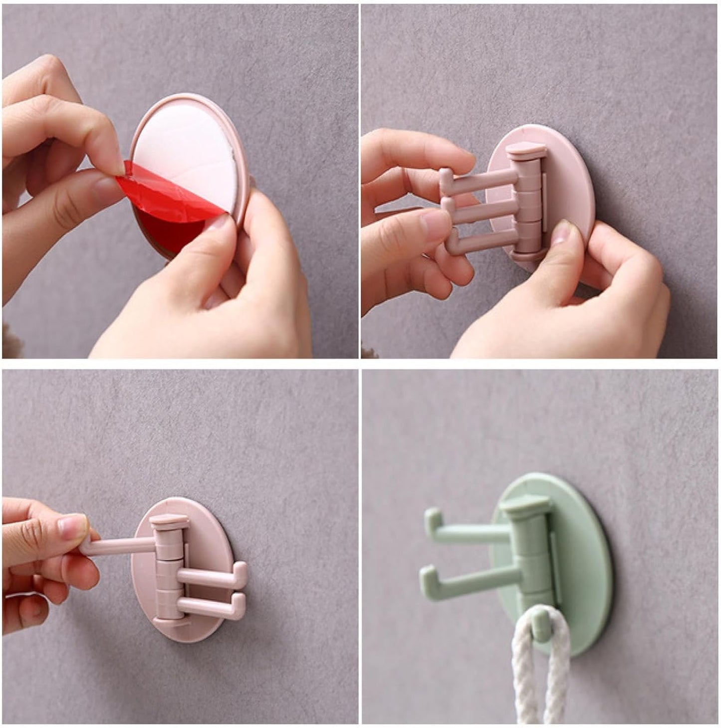 Wukusy 4142 sticky household hook with three rotatable hooks, suitable for bathroom, kitchen, or office use.