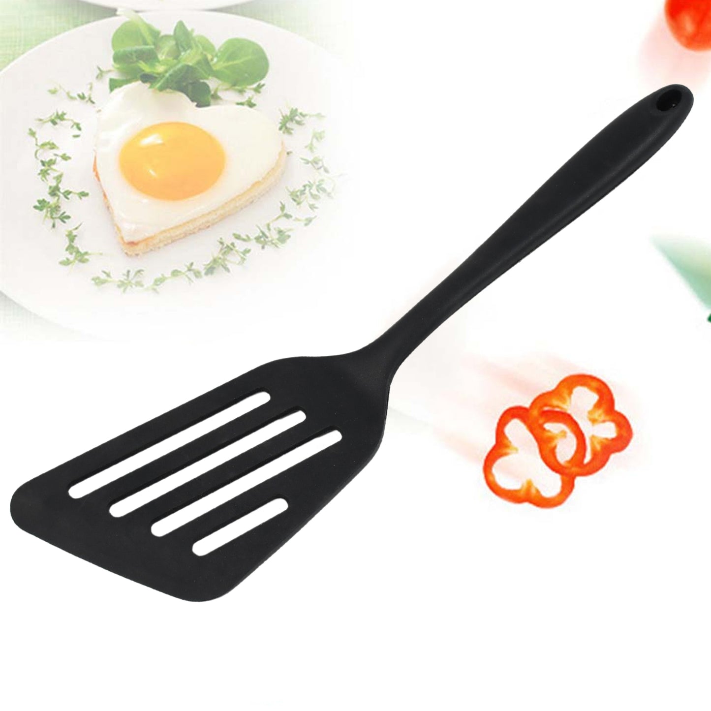 Wukusy 5381 silicone non-stick heat-resistant kitchen turner, premium kitchen tool, flexible and durable for cooking and flipping.