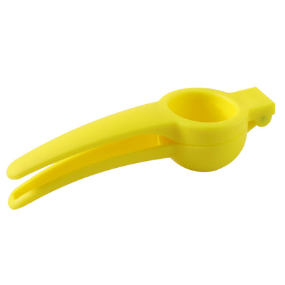 Wukusy Konvex Hand Press Plastic Lemon Squeezer for extracting juice from lemons, compact kitchen tool, black and yellow design