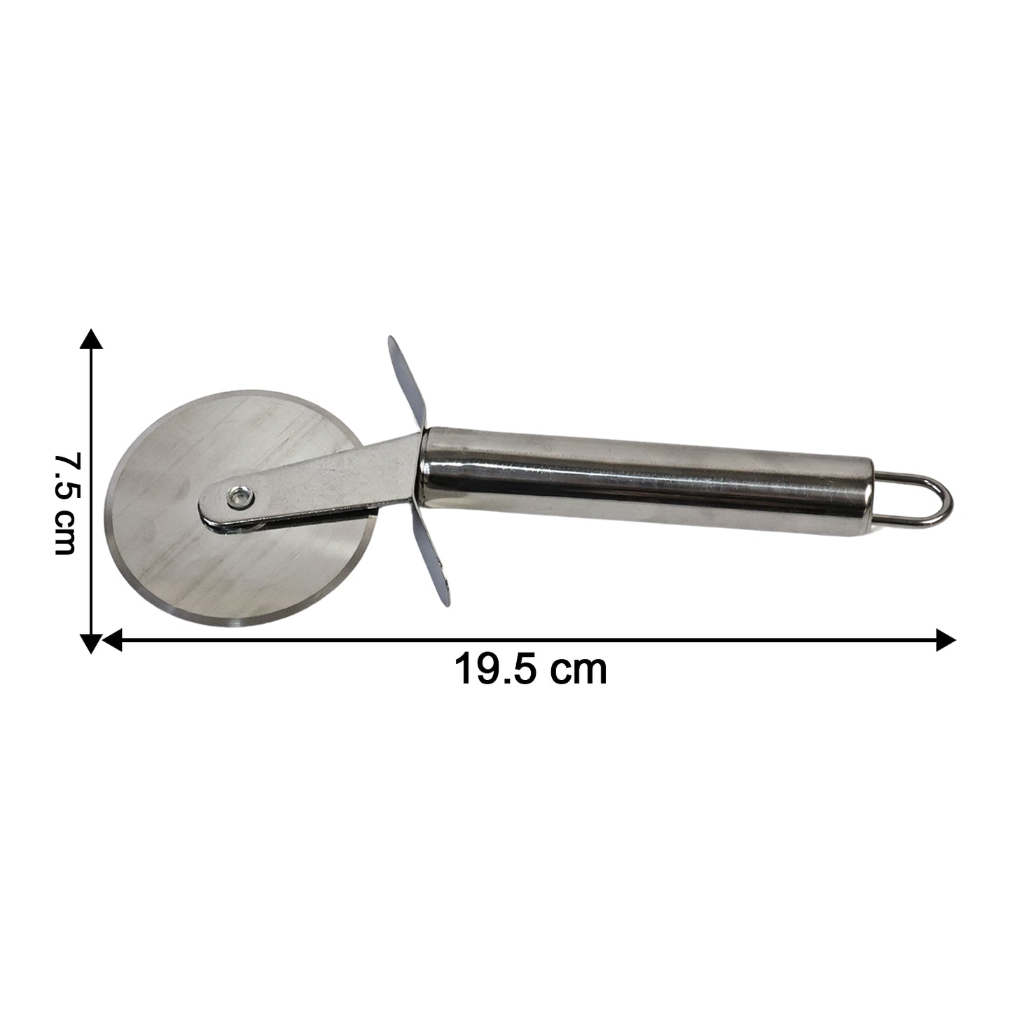 Wukusy premium stainless steel pizza cutter wheel with sharp blade, perfect for slicing pizzas in home kitchen settings.