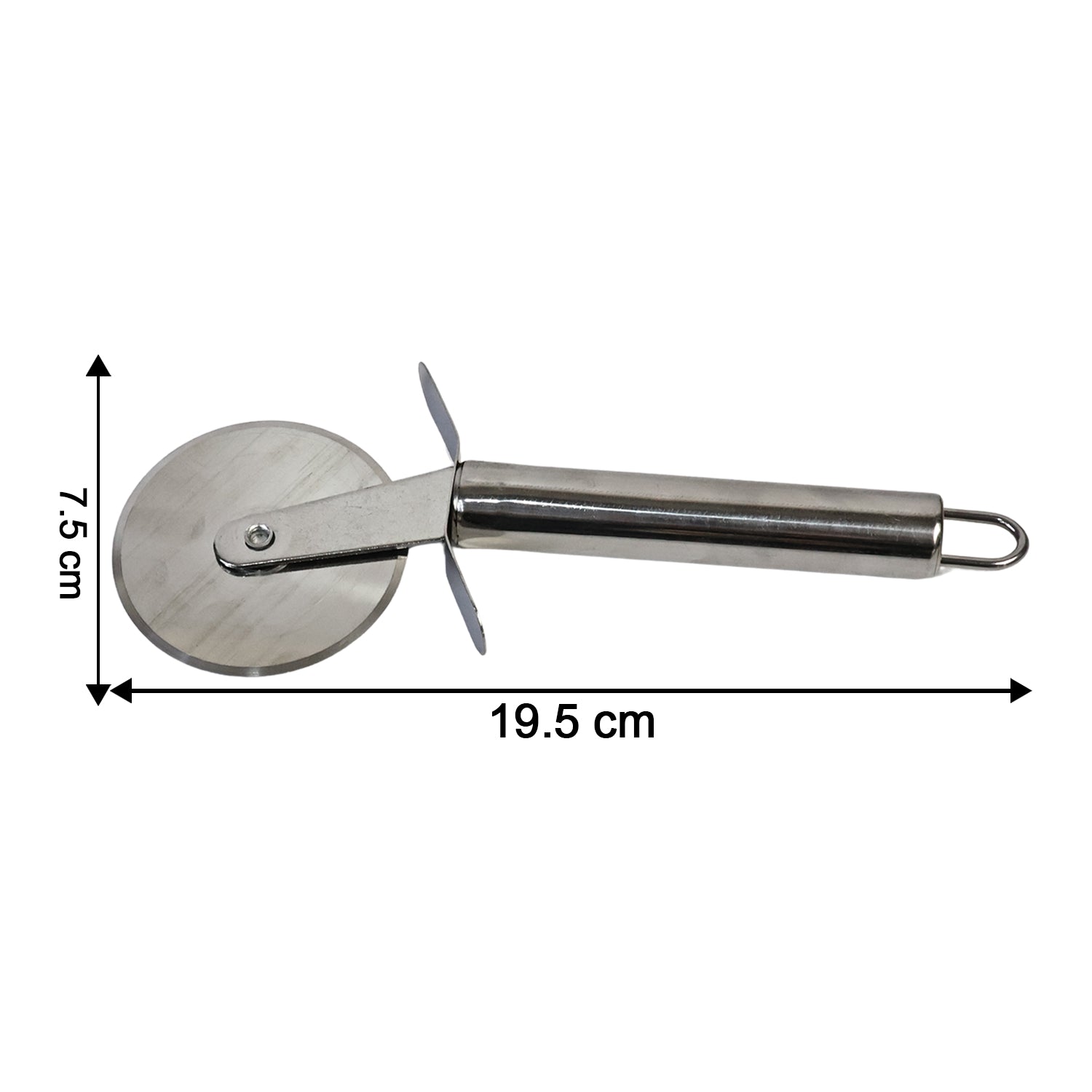 Wukusy premium stainless steel pizza cutter wheel with sharp blade, perfect for slicing pizzas in home kitchen settings.