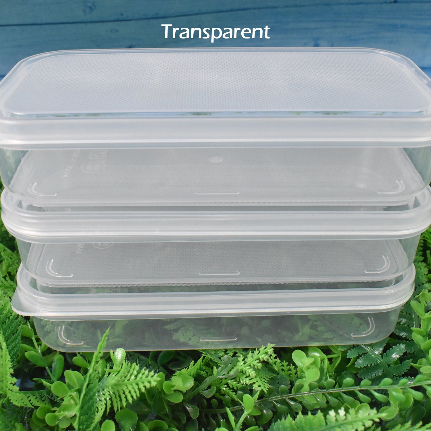 Wukusy plastic square lunch box set with three kitchen containers, ideal for meal storage and organization.