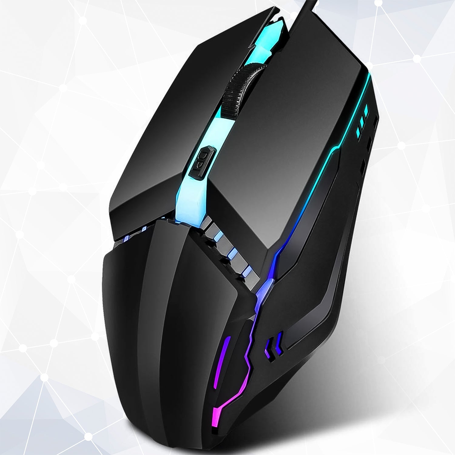 Wukusy USB wired ergonomic gaming mouse with adjustable DPI and rubber grip, designed for comfortable long gaming sessions.