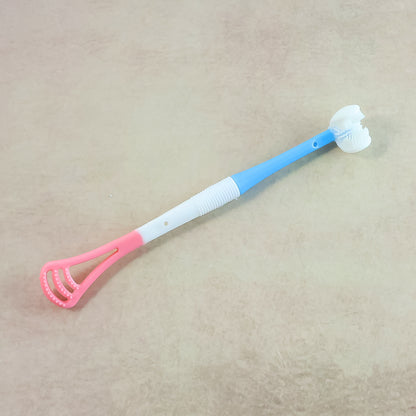 Wukusy 2-in-1 baby tongue cleaner and oral massager stick with soft silicone brush head for gentle baby oral care.