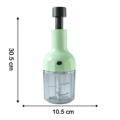 Wukusy manual push vegetable chopper with 1100ml capacity, featuring a clear container and safety lid for easy chopping.