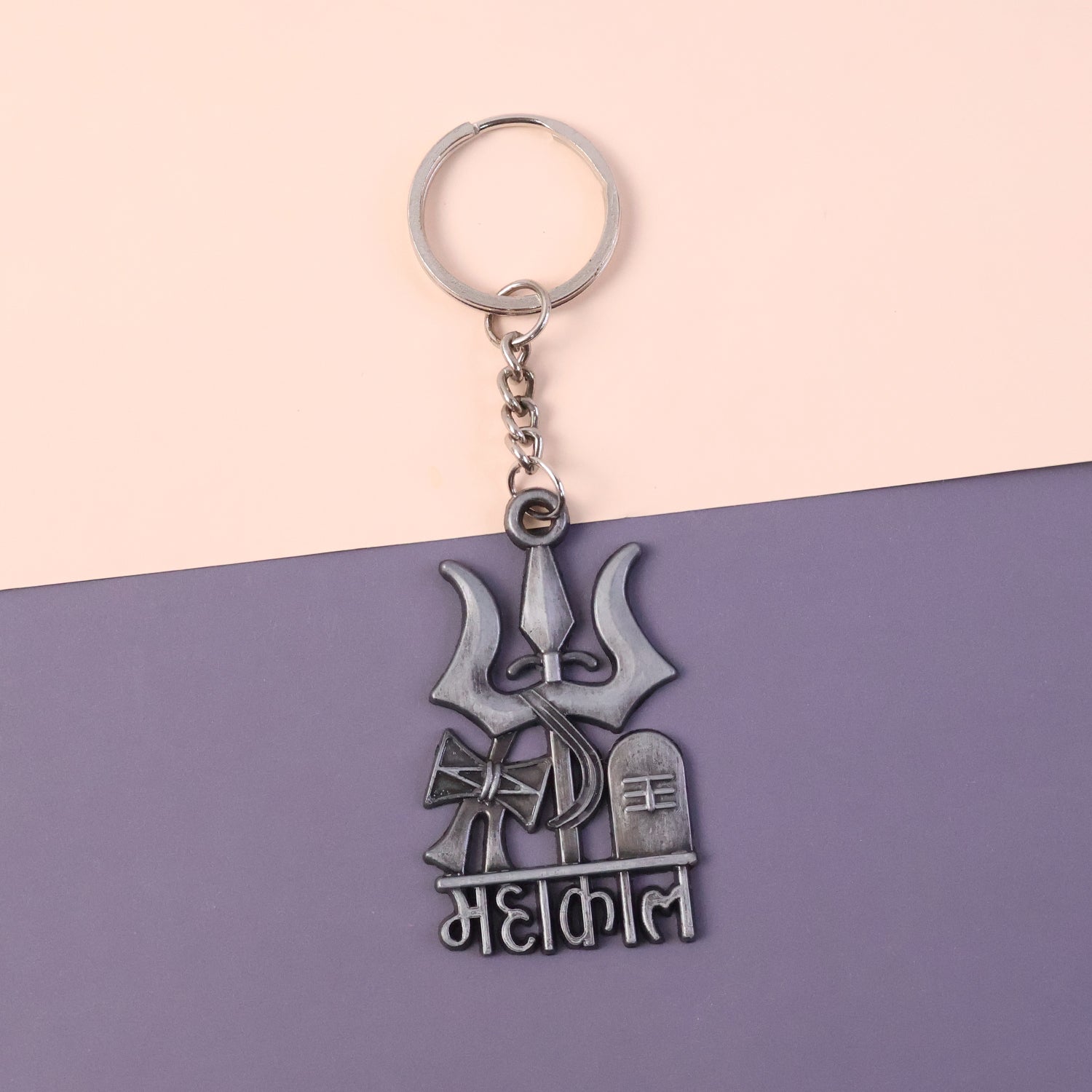 Wukusy Premium Metal Mahakal keychain featuring intricate Mahakal design, ideal as a stylish accessories piece.