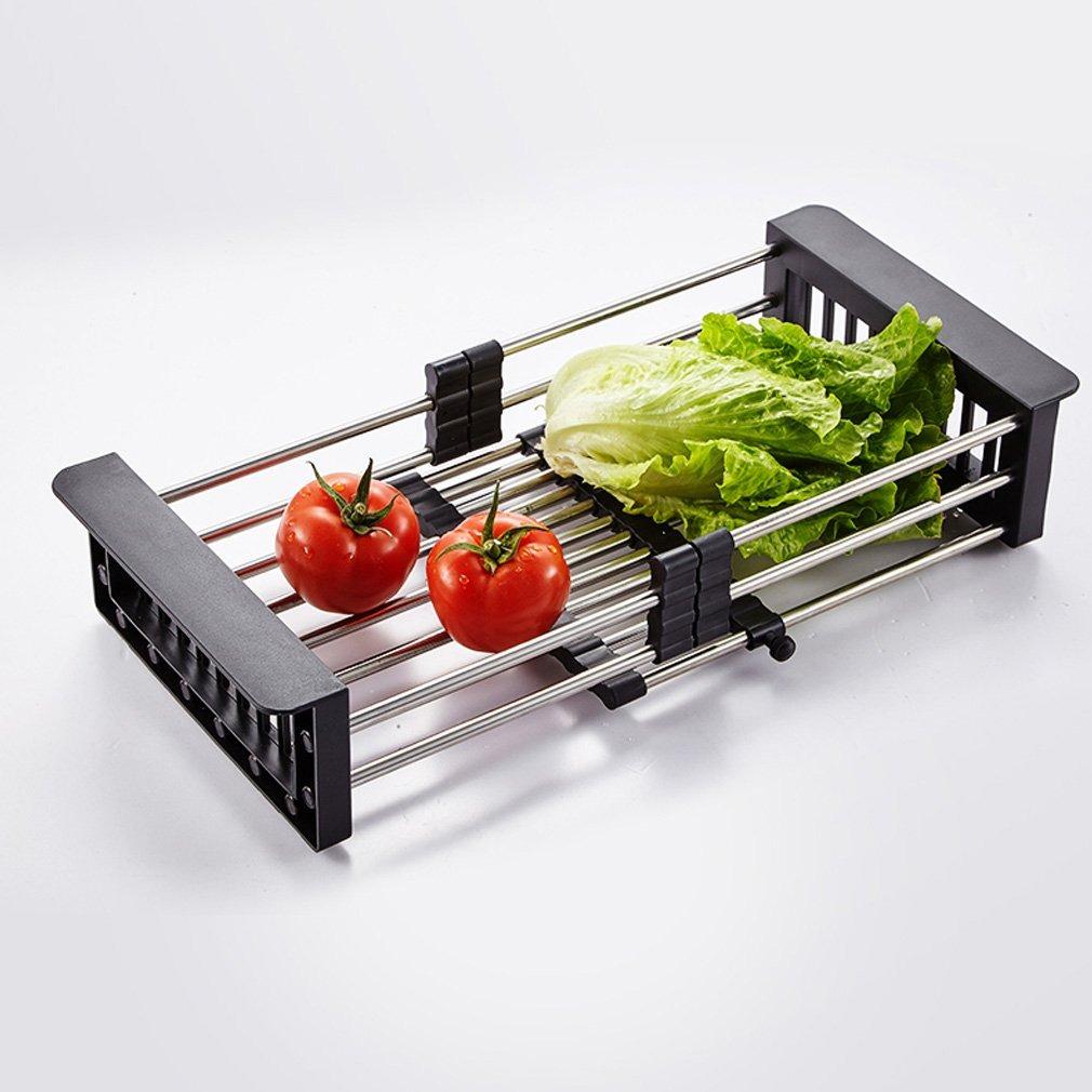 Wukusy stainless steel expandable kitchen sink dish drainer with slots for dishes and utensils, designed for home kitchen use