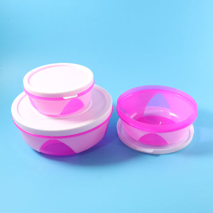 Set of three Wukusy plastic storage containers with secure lids, ideal for kitchen organization and food storage.