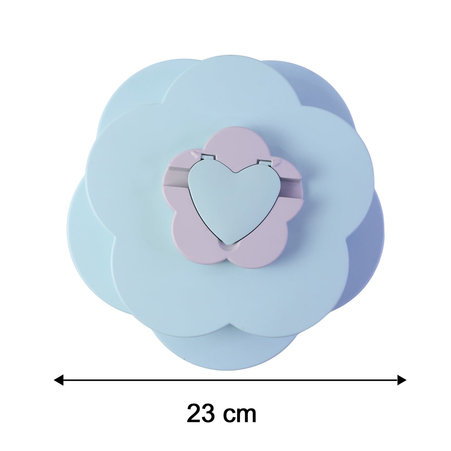 Wukusy rotating flower-shaped candy dish and snack box with multiple compartments and built-in phone holder on a white background.