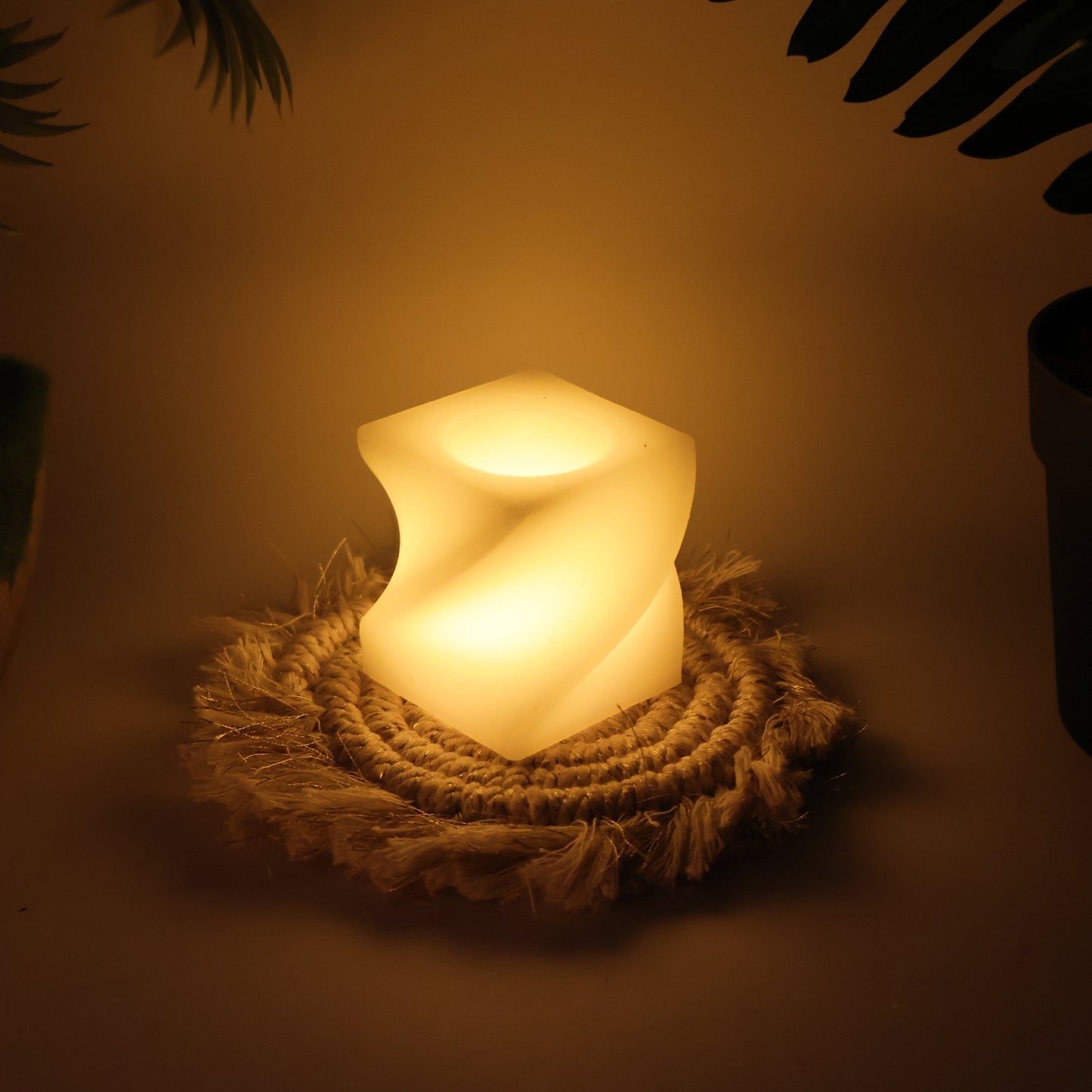 Set of 12 Wukusy LED flameless decorative candles in square tealight lamp shapes for home decor.