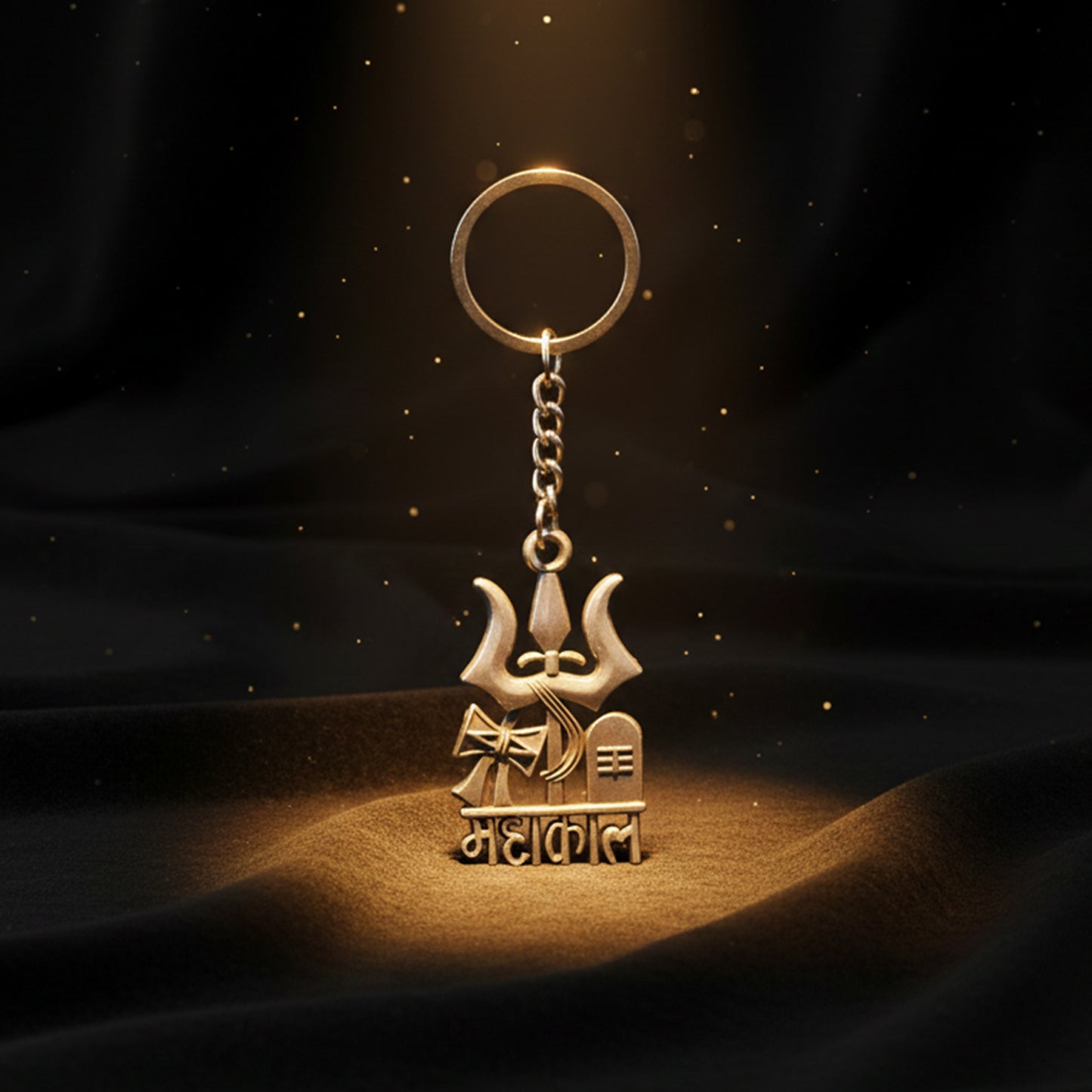 Wukusy Premium Metal Mahakal keychain featuring intricate Mahakal design, a durable accessory for keys or bags.