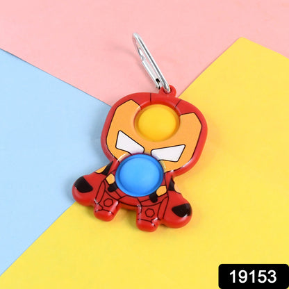 Wukusy Iron Man shape keychain pop it toy featuring a superhero design, colorful silicone fidget toy for stress relief and fun.