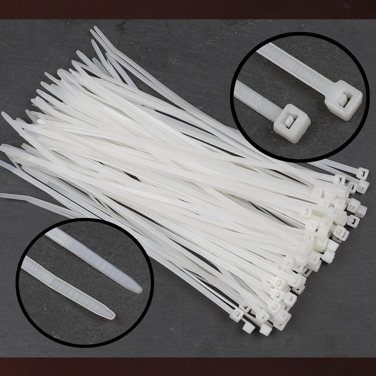 Wukusy 10-inch heavy-duty nylon self-locking cable ties, strong zip wire ties in a pack of 100 for home improvement tasks