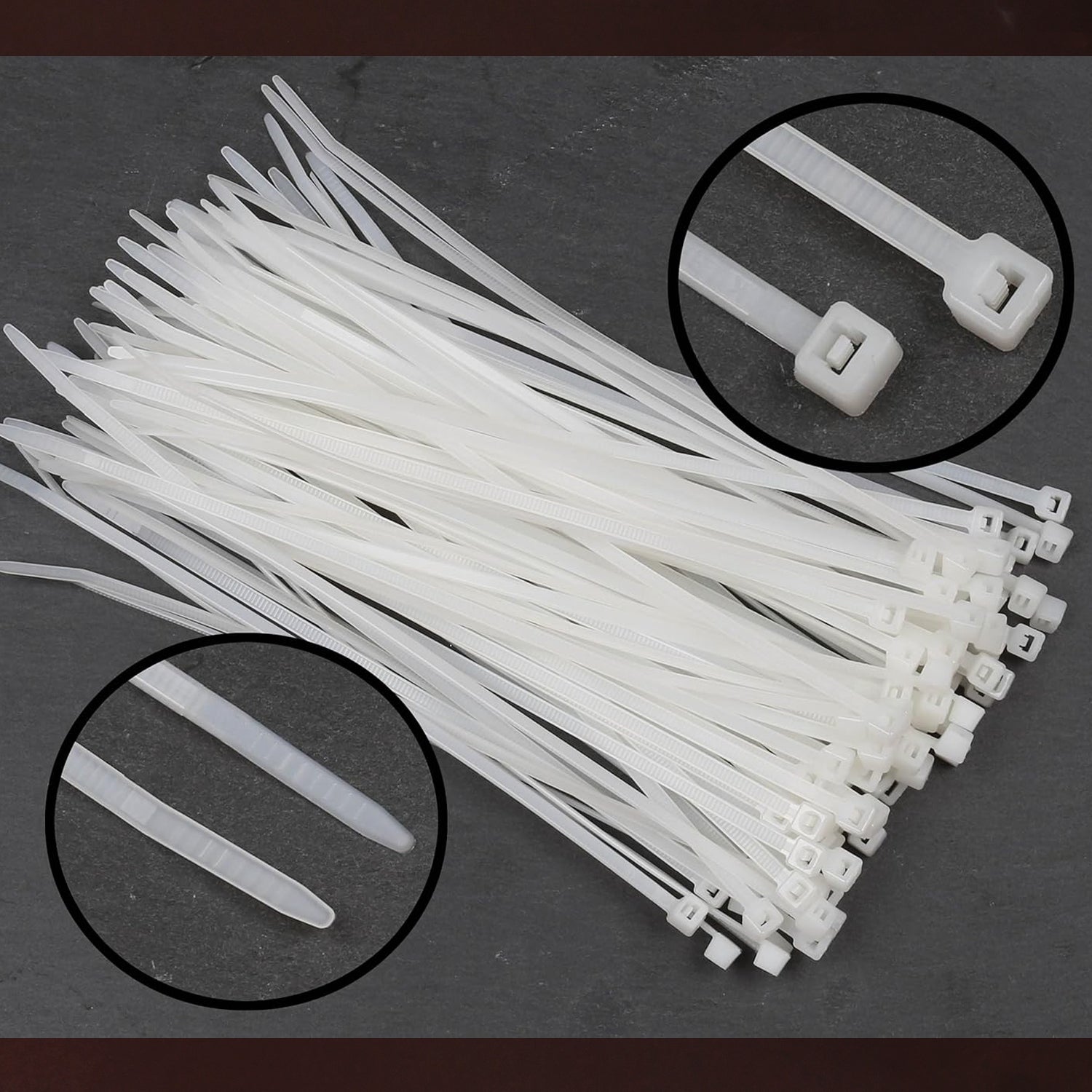 Wukusy 10-inch heavy-duty nylon self-locking cable ties, strong zip wire ties in a pack of 100 for home improvement tasks