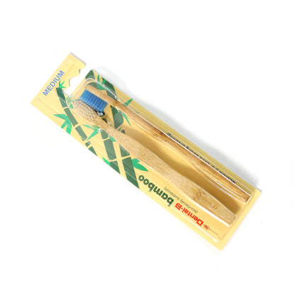 Wukusy eco-friendly bamboo toothbrush twin pack with 24 biodegradable toothbrushes, natural bamboo handles, and soft bristle heads.