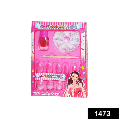 Wukusy Nail Art Studio Manicure Set for Girls, 15-piece toy kit with nail polish bottles, brushes, and tools for creative nail designs.