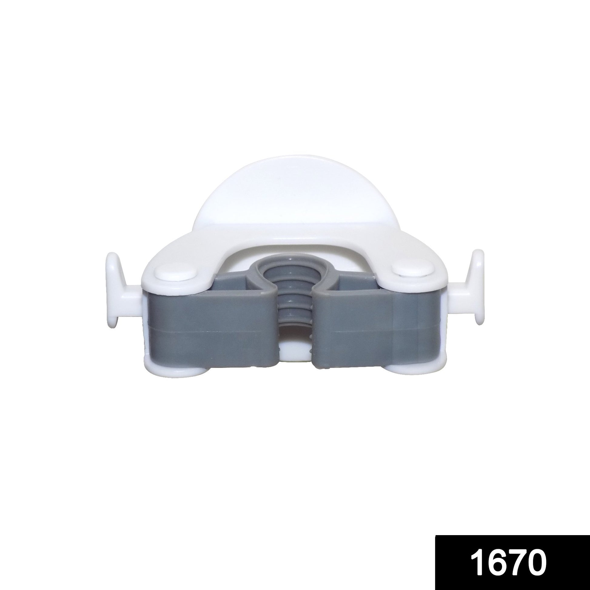 Wukusy 1670 Mop and Broom Holder mounted on wall with hooks for organizing cleaning tools.