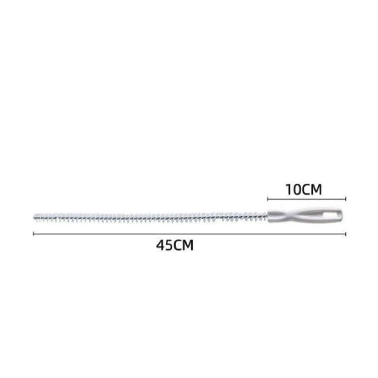 Wukusy flexible long reach drain cleaning brush extended to 45.5 cm for cleaning stubborn clogs in drains and pipes.