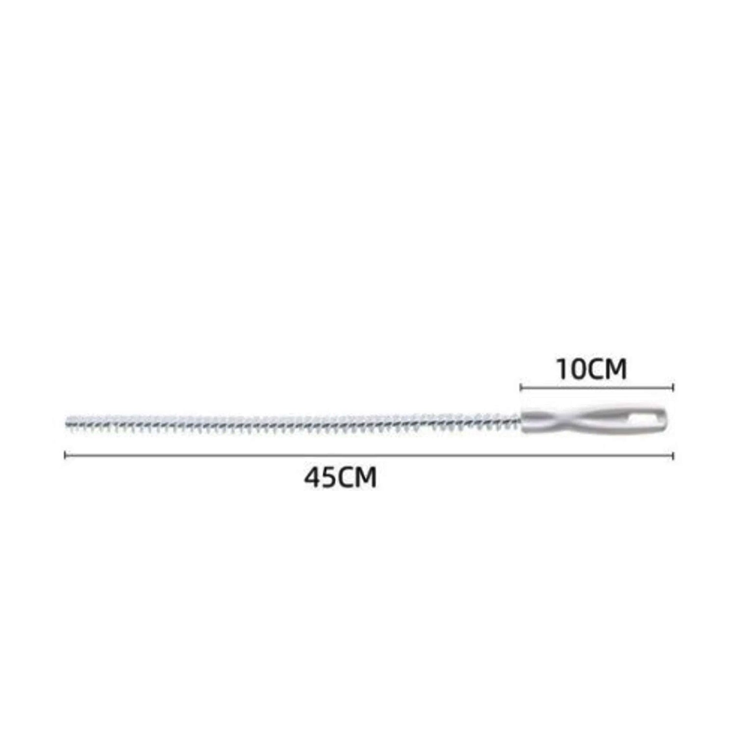 Wukusy flexible long reach drain cleaning brush extended to 45.5 cm for cleaning stubborn clogs in drains and pipes.