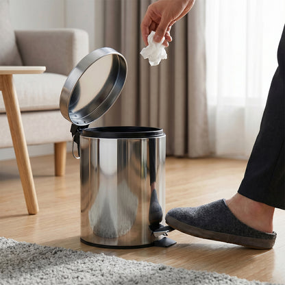 Wukusy premium stainless steel pedal dustbin with close lid, 3-liter capacity, sleek modern design, suitable for kitchen or bathroom use.