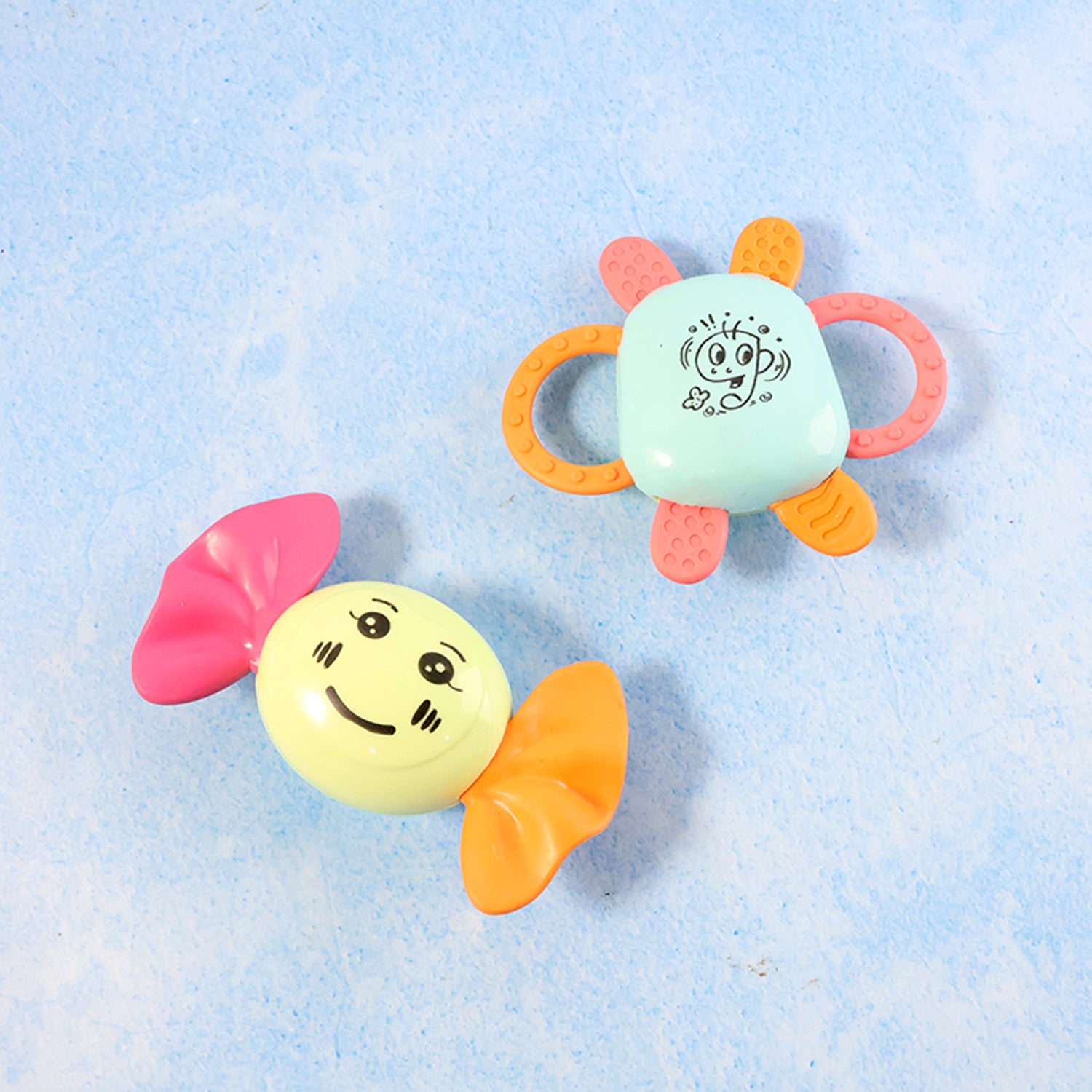 Wukusy Play Cart Tiny Joys 6-in-1 baby rattles toy set with colorful, easy-to-grip rattles and a playful design for infants.