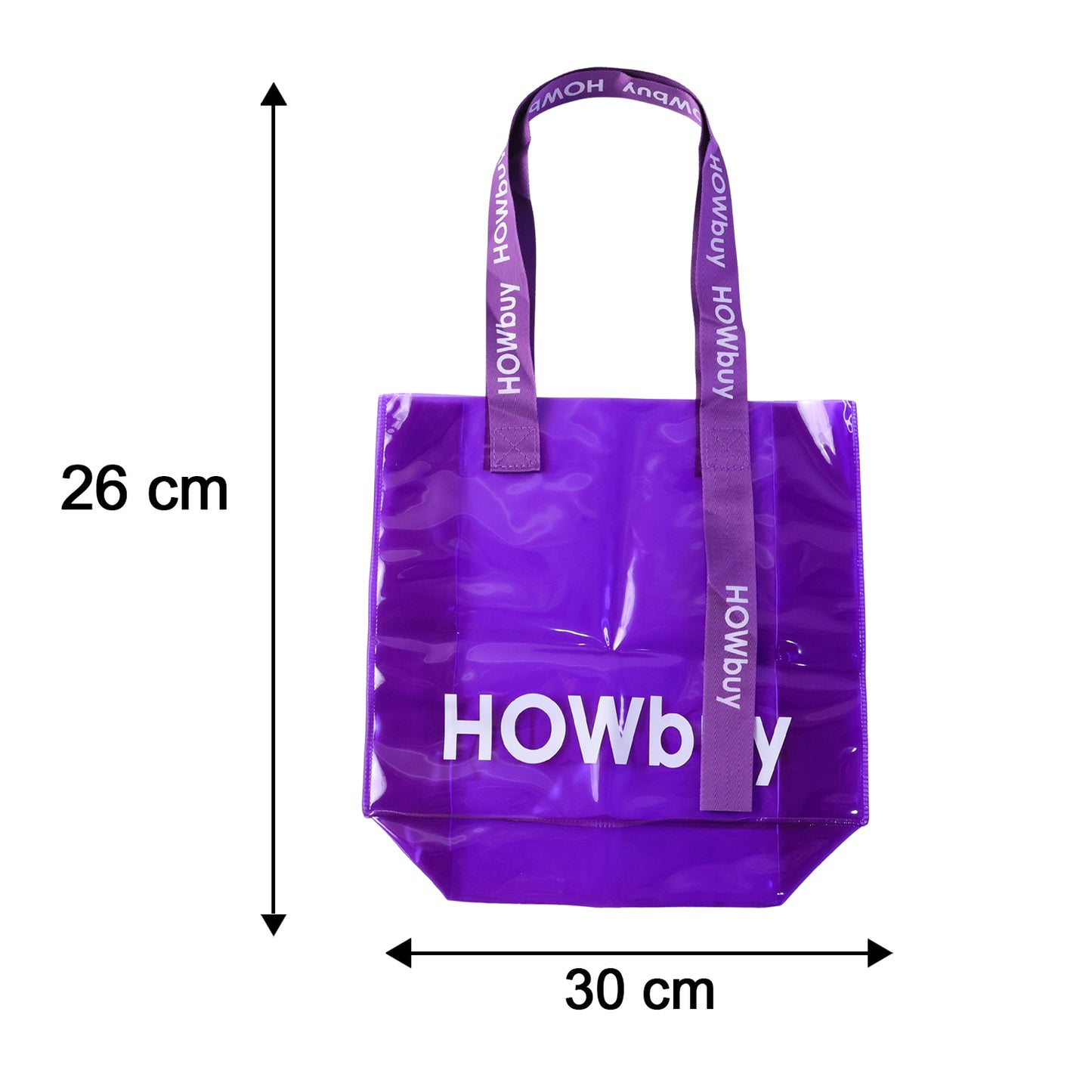 Transparent Wukusy carry bag with handle strap, measuring 30x27 cm, ideal for stylish and convenient storage or transport.