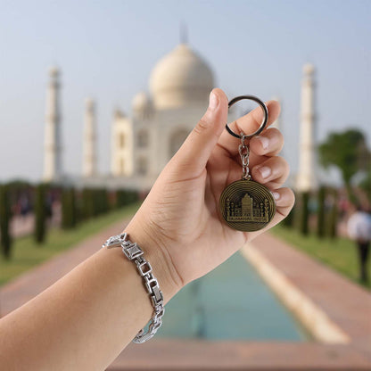Wukusy Taj Mahal India souvenir keychain featuring a detailed miniature replica of the Taj Mahal, perfect for travel keepsakes.