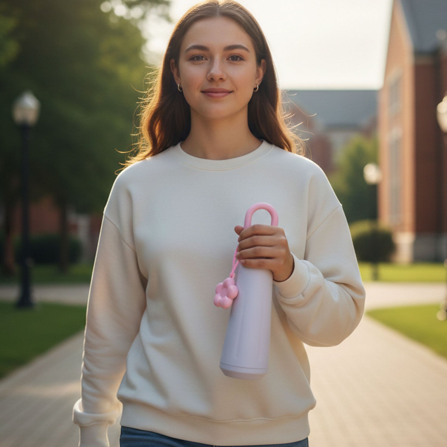 Cute 450ml Wukusy portable water bottle with a colorful design, ideal for on-the-go hydration and easy to carry.