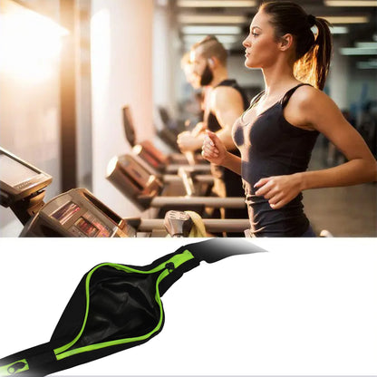 Wukusy 6202 waterproof waist bag with reflective strips, designed for running, hiking, jogging, and walking activities.