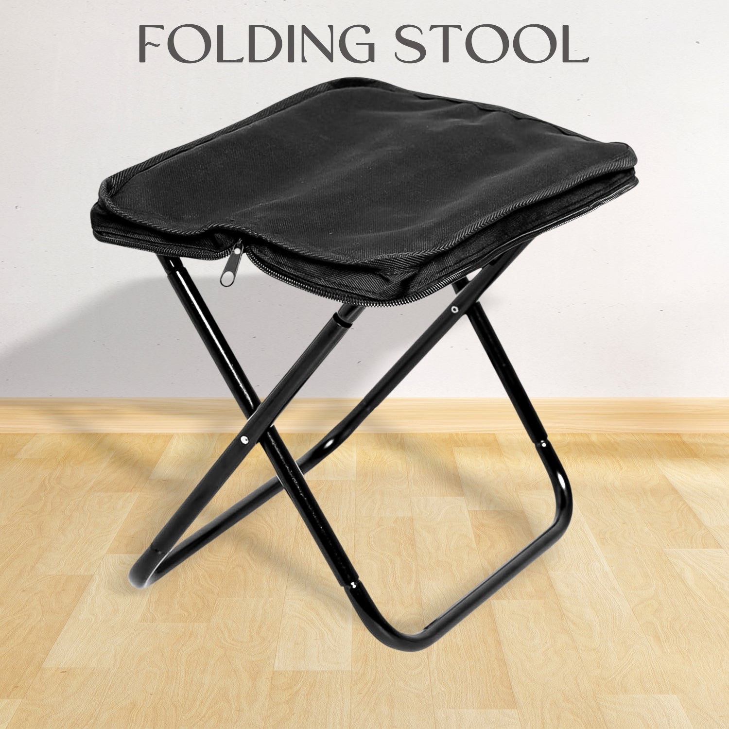 Wukusy folding camping stool, portable collapsible seat with a sturdy frame, ideal for outdoor travel and camping activities.