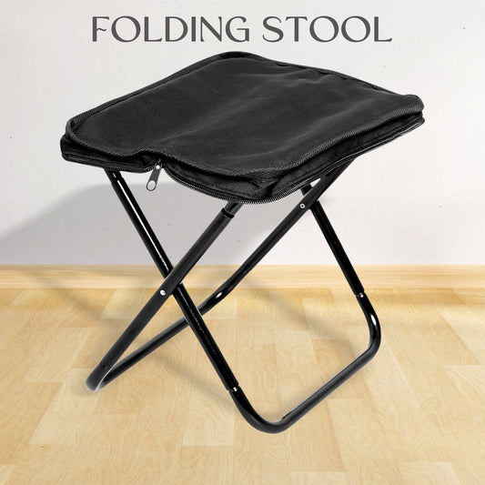 Wukusy folding camping stool, portable collapsible seat with a sturdy frame, ideal for outdoor travel and camping activities.