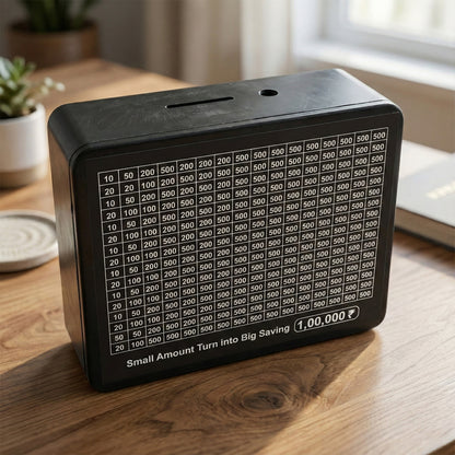 Wukusy reusable savings tracker money box with transparent design and coin slot for counting and saving money.