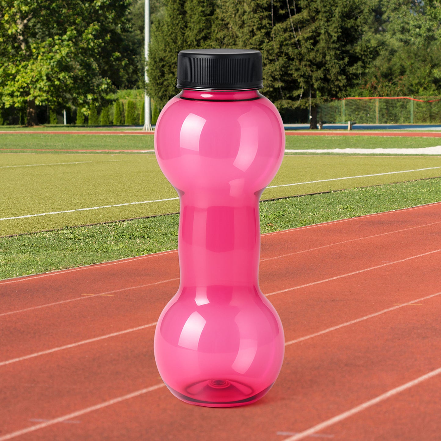Wukusy plastic water dumbbells bottle for home and kitchen, featuring a clear water bottle with a built-in handle and ergonomic design.