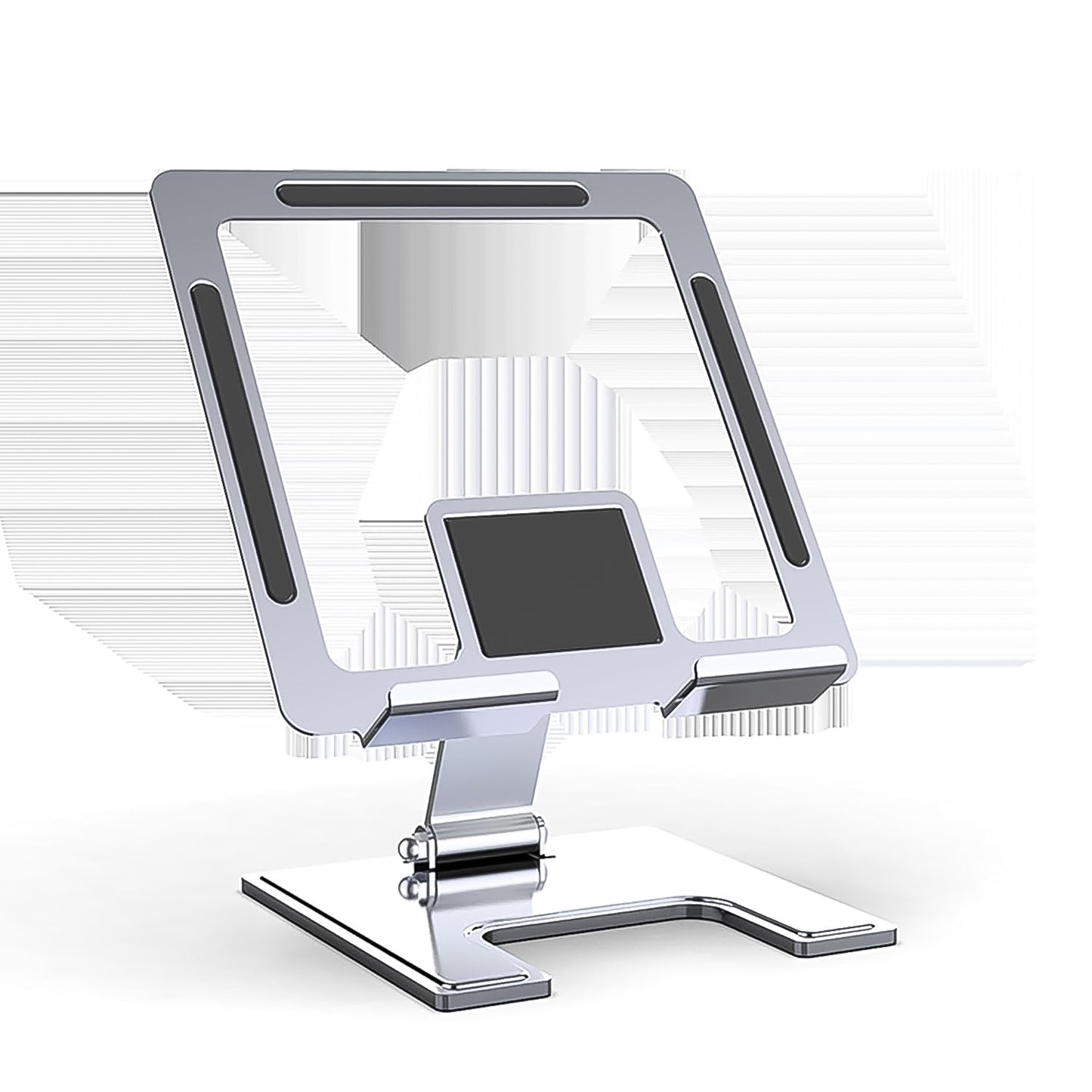 Wukusy adjustable desktop phone stand made of aluminium alloy holding a smartphone for easy viewing and hands-free use.