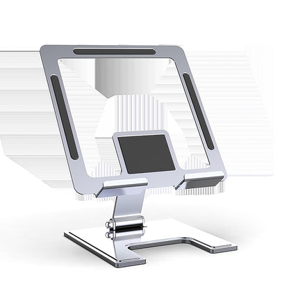 Wukusy adjustable desktop phone stand made of aluminium alloy holding a smartphone for easy viewing and hands-free use.