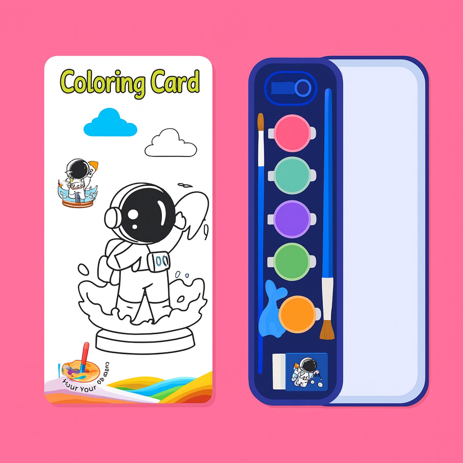 Colorful space-themed kids stationery set by Wukusy featuring planets, stars, and rocket illustrations for young explorers.