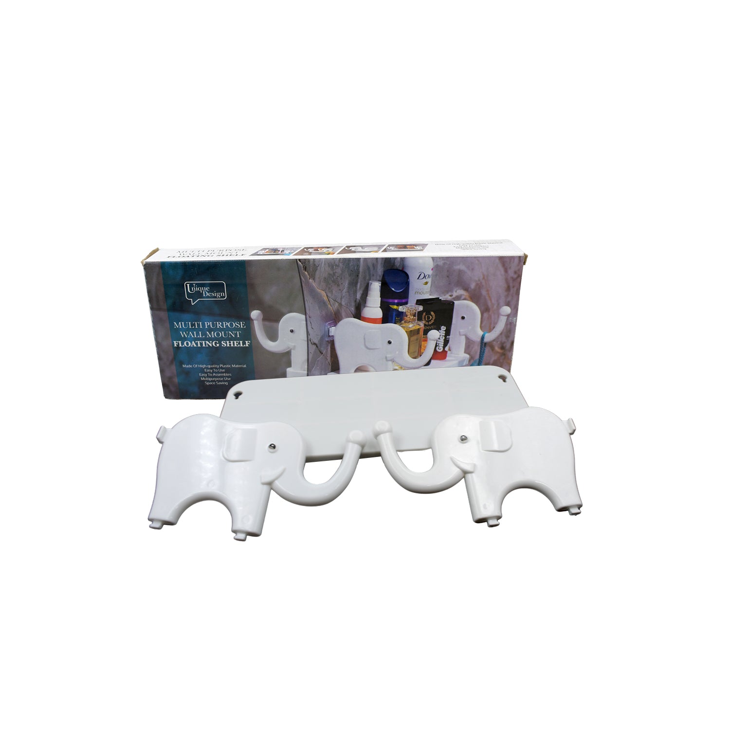 Wukusy elephant-shaped wall-mounted storage shelf for kitchen, bathroom, or bedroom, featuring a cute, multifunctional mini organizer.