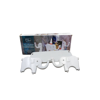 Wukusy elephant-shaped wall-mounted storage shelf for kitchen, bathroom, or bedroom, featuring a cute, multifunctional mini organizer.