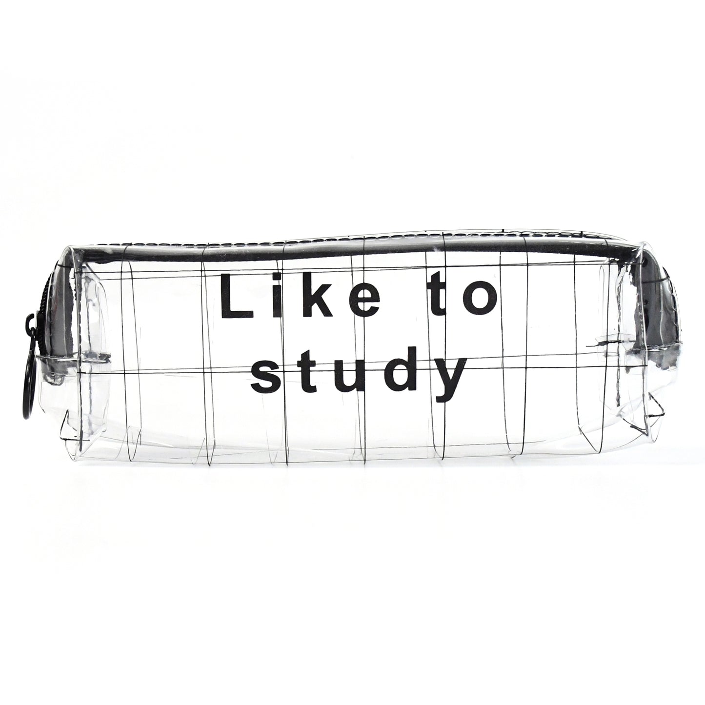 Clear plastic pencil pouch with zipper, ideal for office or school supplies, by Wukusy.