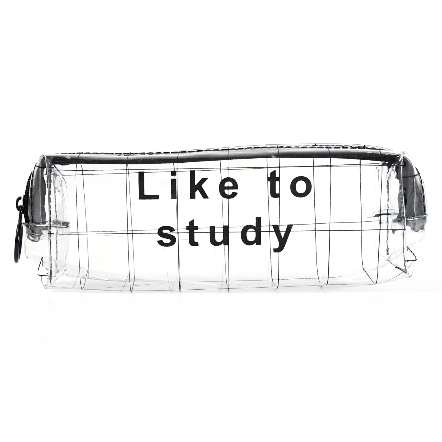 Clear plastic pencil pouch with zipper, ideal for office or school supplies, by Wukusy.