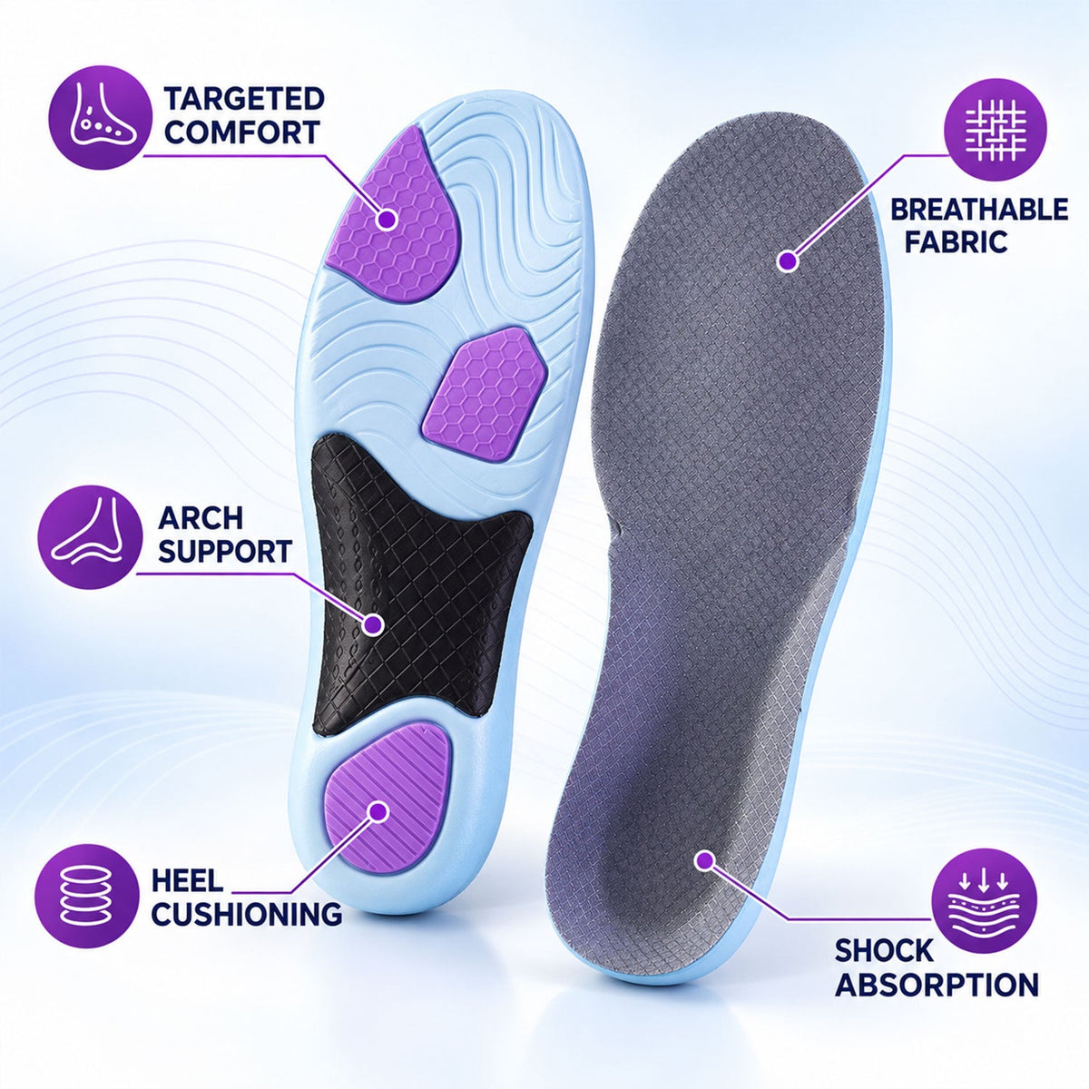 Cushioned Arch Support Shoe Insoles (1 Pair Size 3940)
