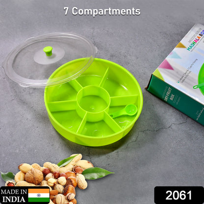 Wukusy 2061 multipurpose dry-fruit and masala box with a single spoon, kitchen storage container for spices and dry fruits.