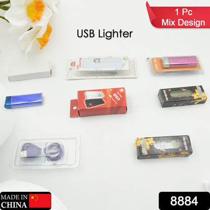 Wukusy electric USB lighter for men and women, slim, rechargeable, flameless coil design with charging cable, windproof for cigarettes.