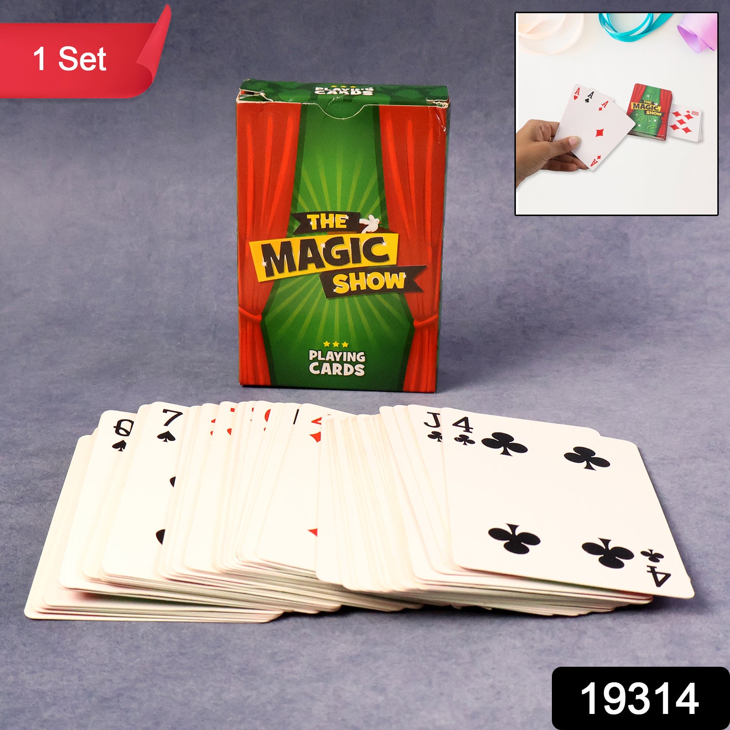 Wukusy Premium Magic Show Playing Cards Set featuring colorful cards for magic tricks and card performances.