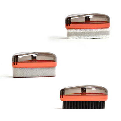 Set of three Wukusy plastic wet and dry brushes in multicolor for home cleaning and home improvement tasks.