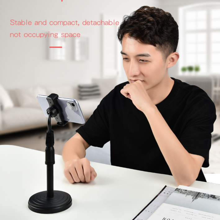 Wukusy 1426 adjustable mobile phone stand on a desk, height adjustable desktop holder for smartphones, mobile accessories.